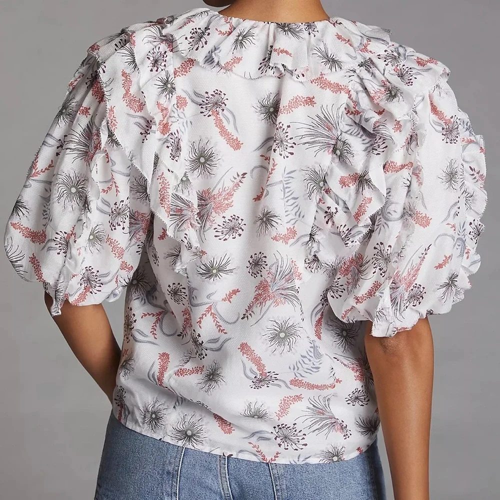 Magali Pascal Anthropologie Wildflower Ruffled Blouse Large